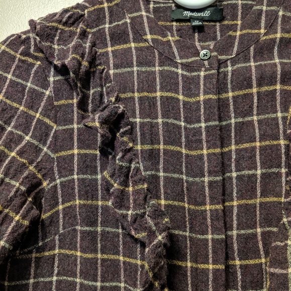Madewell ruffle trim plaid button down - Picture 2 of 6
